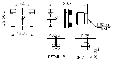 50 Ohm 67GHz 1.85mm PCB Mount Connector